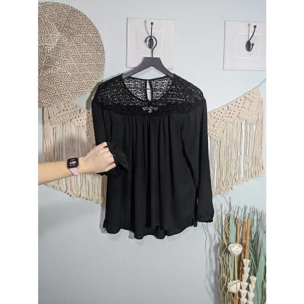 Loft Black Lace Detail Top